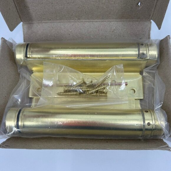 NEW Swinging Cafe Doors 6" Double Action Spring Hinge Polished Brass 1 Unit - Picture 1 of 4